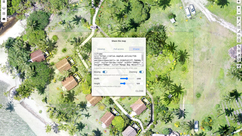 Embedding a map in a website — Map Hub Online